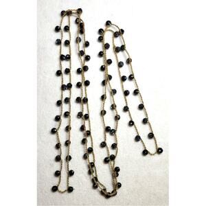 Vintage 90" Iridescent AB Lucite Rose Bead Crocheted Cord Rope Flapper Necklace